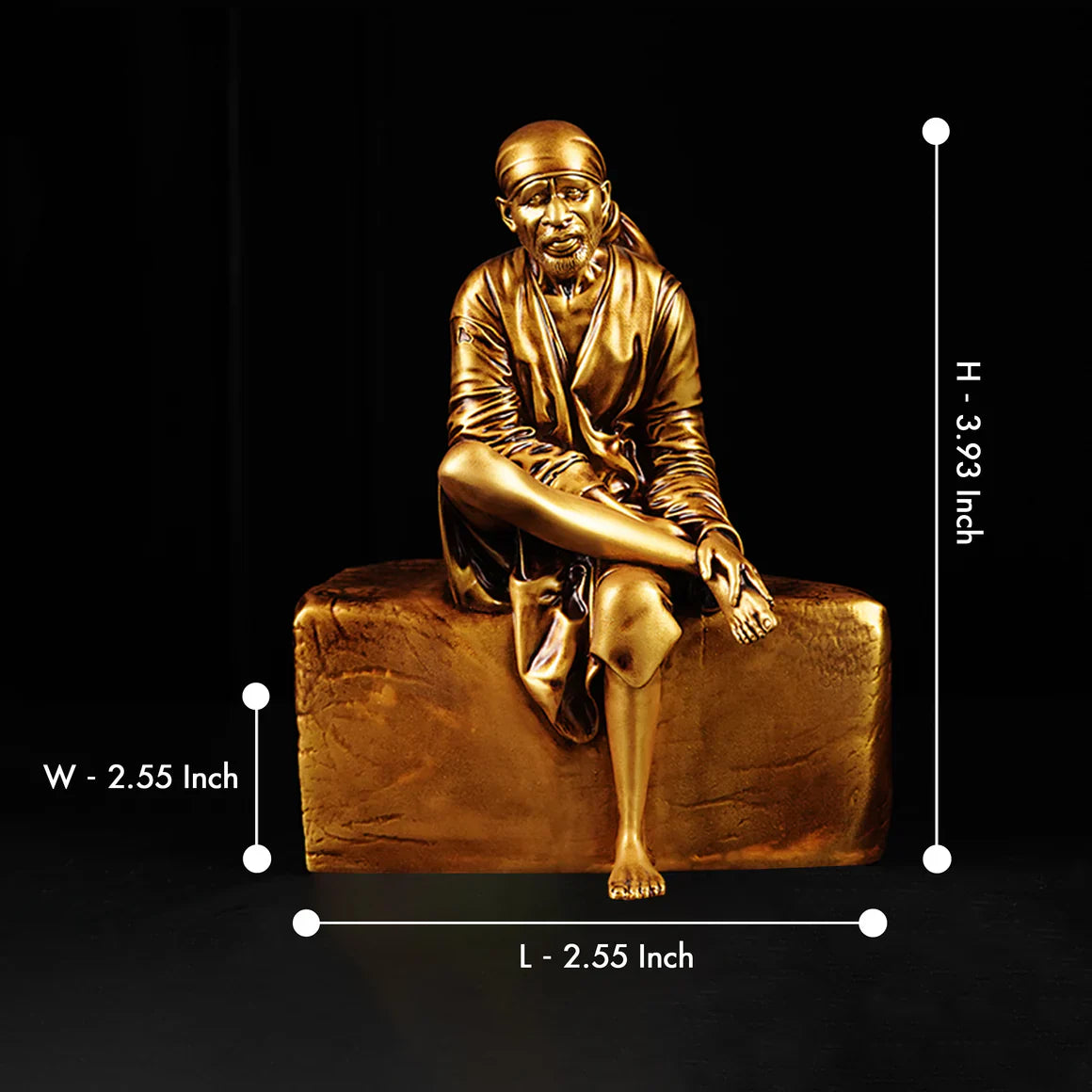 Sai Baba Idol For Car Dashboard (2.5 x 2.5 x 4 inch)