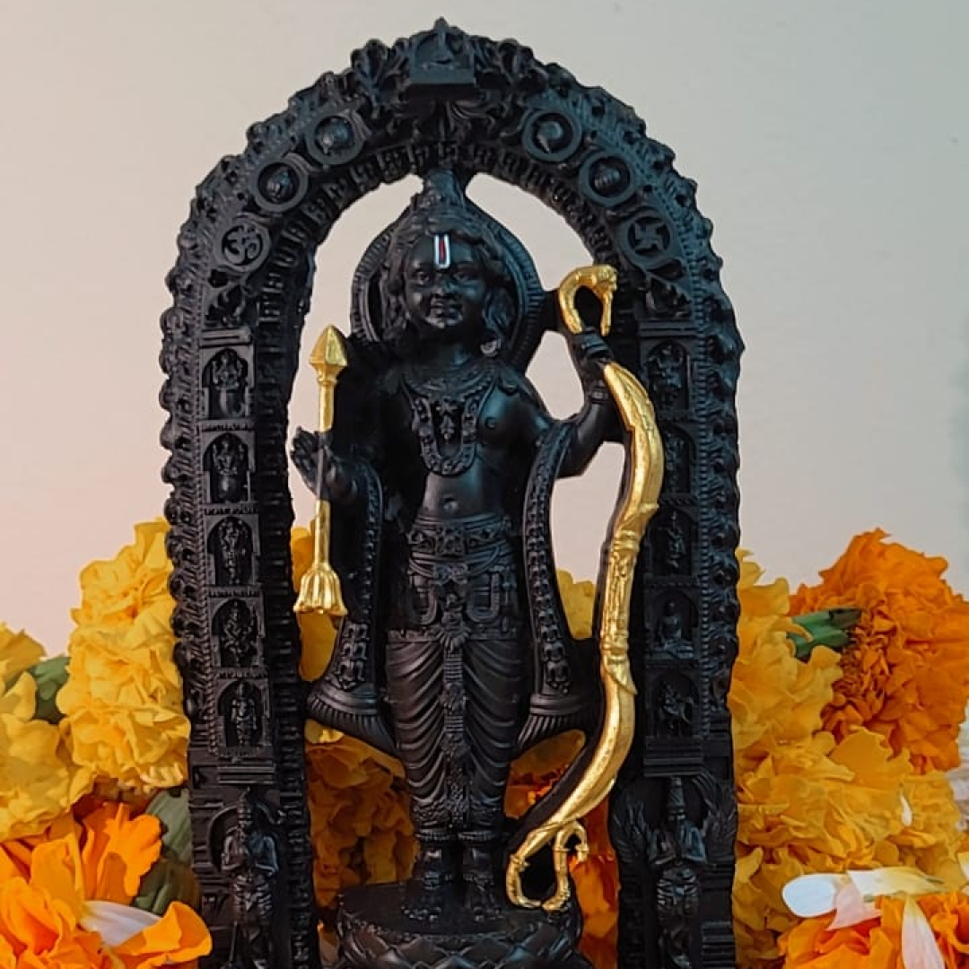 RAM LALLA JI For Pooja Room (Golden Finish, 4 x 3 x 7 inch)