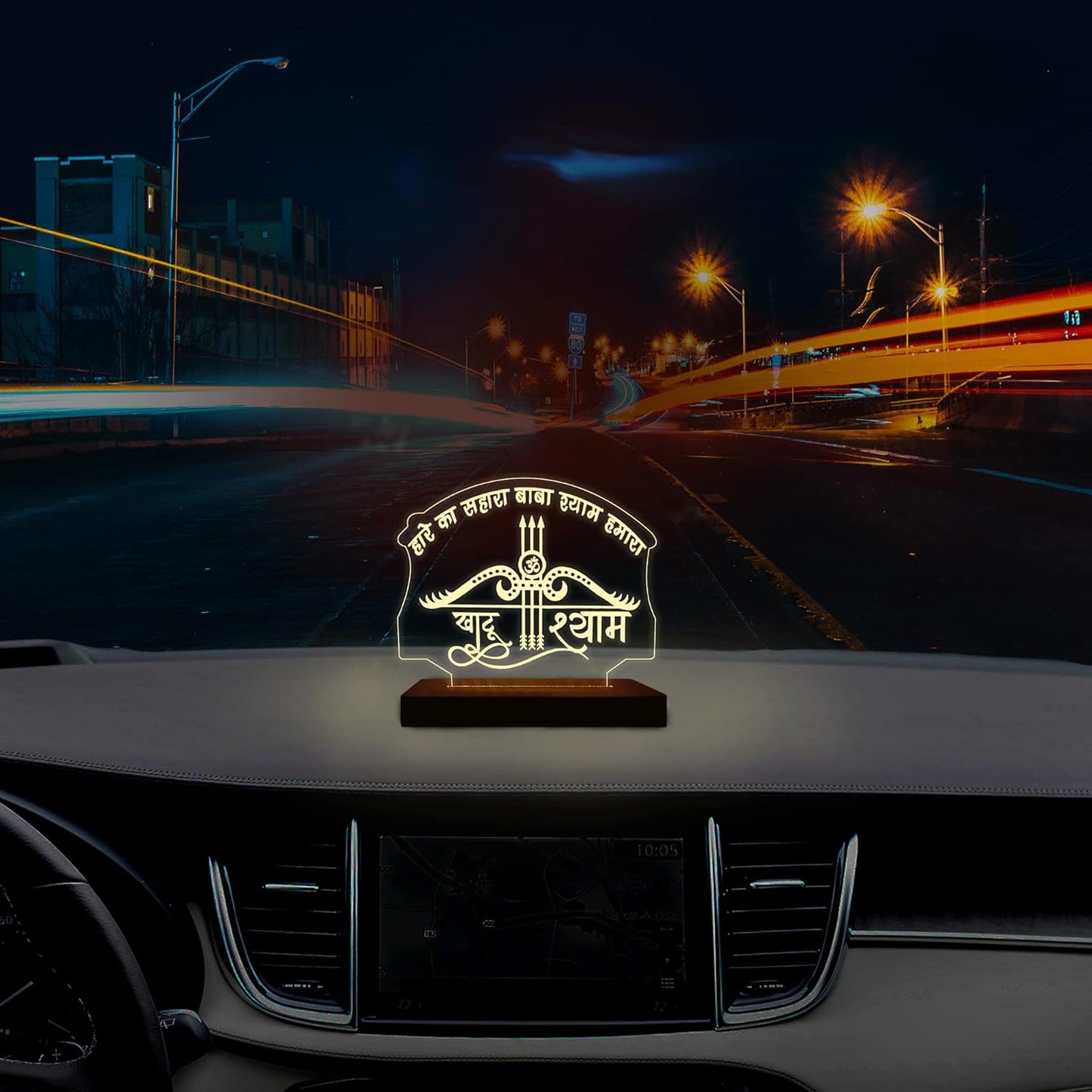 Buy 1 Get 1 Free Acrylic Khatu Shyam Led frame size Uses= Car Dashboard, Ghar Mandir, office Mandir