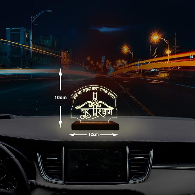 Buy 1 Get 1 Free Acrylic Khatu Shyam Led frame size Uses= Car Dashboard, Ghar Mandir, office Mandir