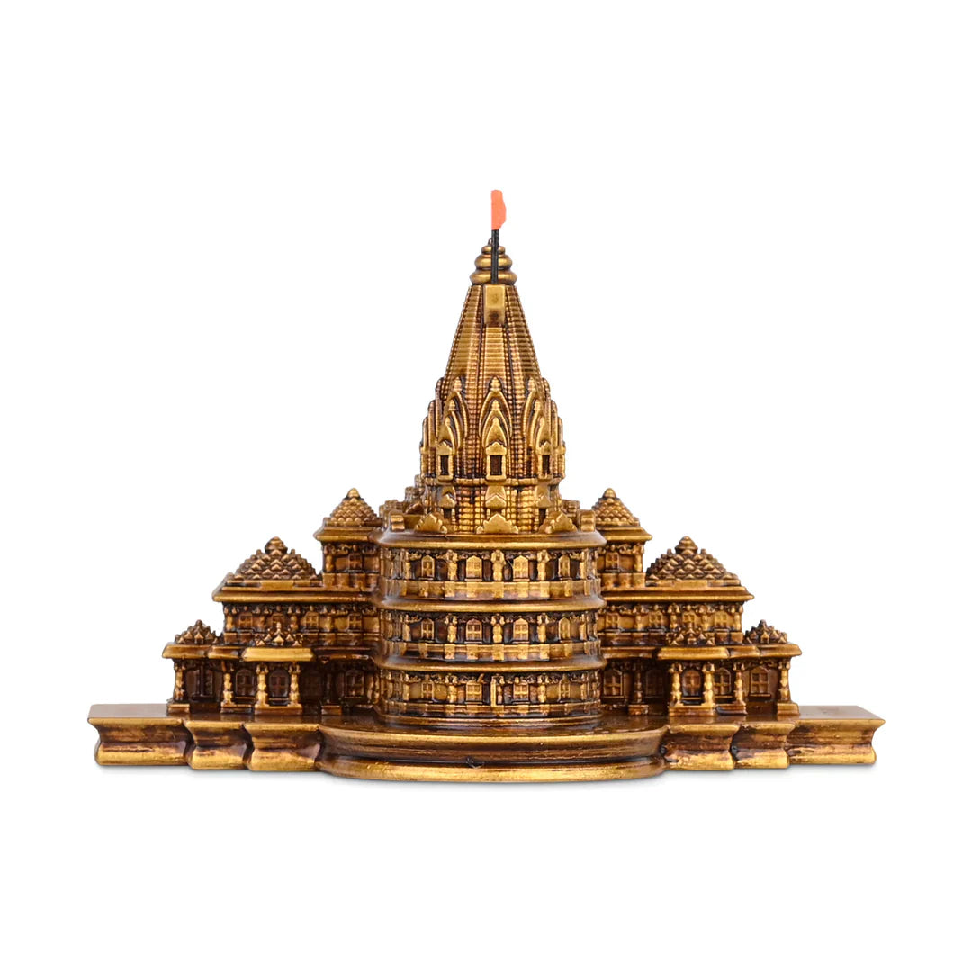 Ram Mandir Ayodhya - Marble model For Pooja Room (6 x 2.5 x 3.75 inch)