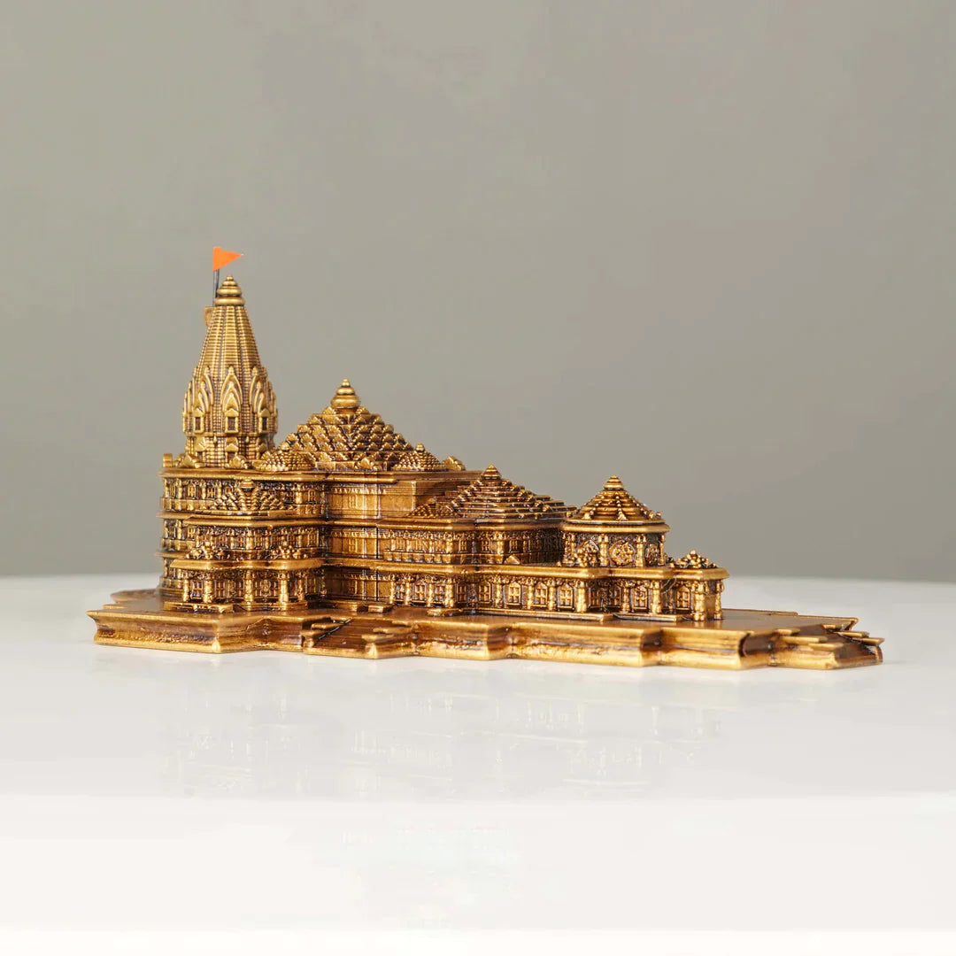 Ram Mandir Ayodhya - Marble model For Pooja Room (6 x 2.5 x 3.75 inch)