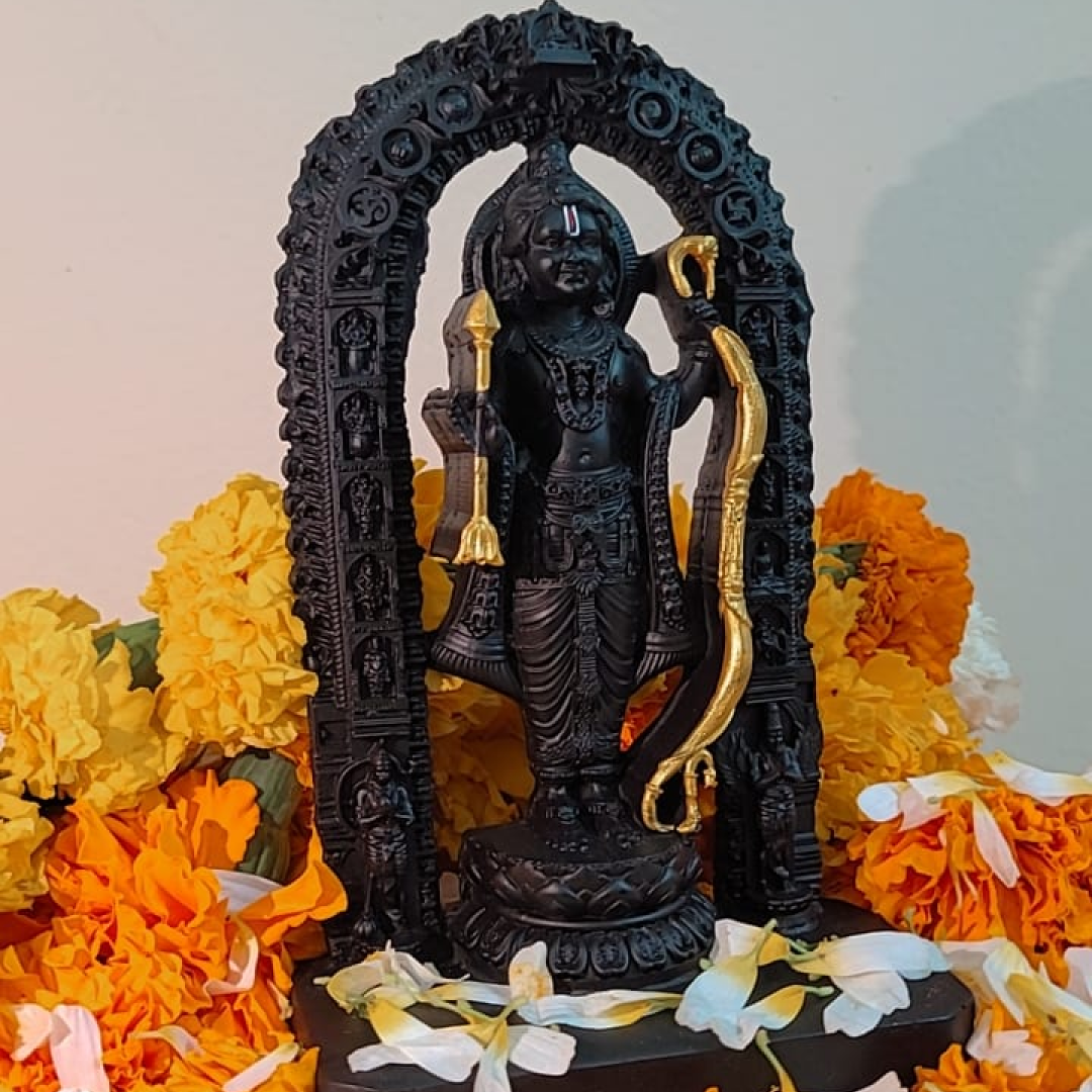 RAM LALLA JI For Pooja Room (Golden Finish, 4 x 3 x 7 inch)