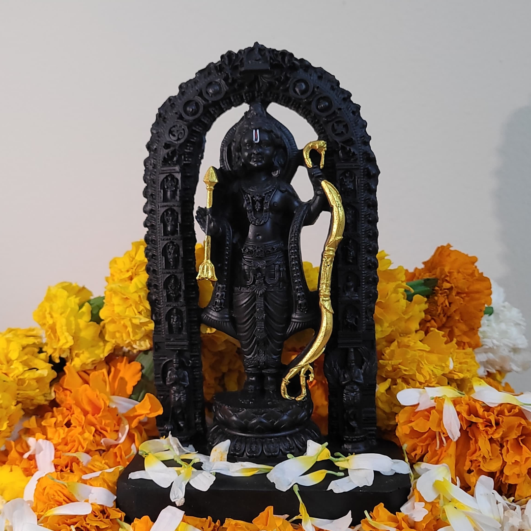 RAM LALLA JI For Pooja Room (Golden Finish, 4 x 3 x 7 inch)
