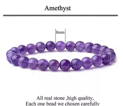 Amethyst Bracelet to brings calmness, reduces stress & anxiety, and gives spiritual success. (Unisex)