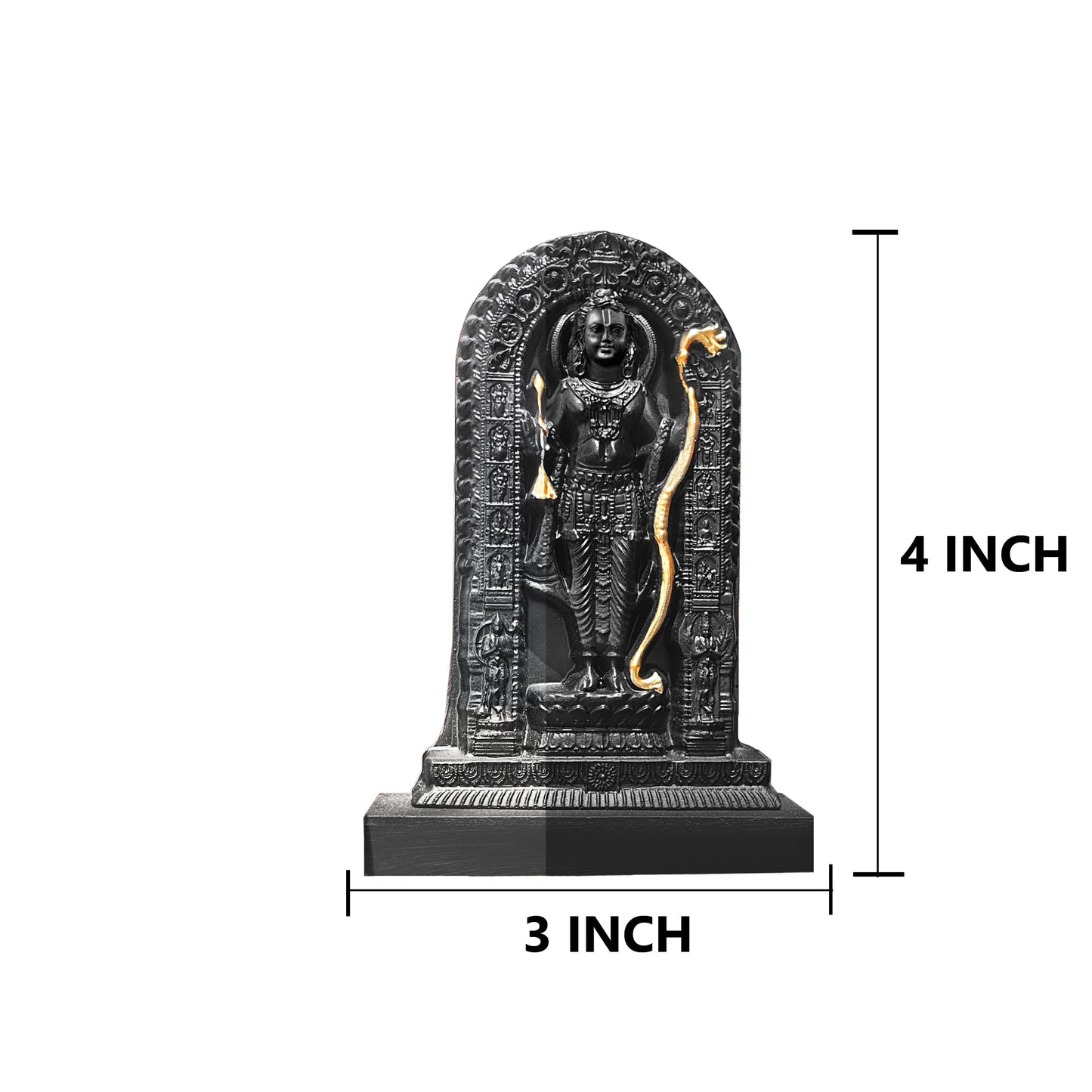 Ram Lalla Idol Miniature Sculpture Height 7 Inchs, Shri Ram Murti, Balak Ram Mandir Ayodhya Black 3D Printed UV Resin Statue for Home