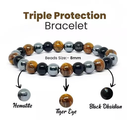 Triple Protection Bracelet to promote healing, preventing diseases, frequent injuries & mishappenings. (Unisex)